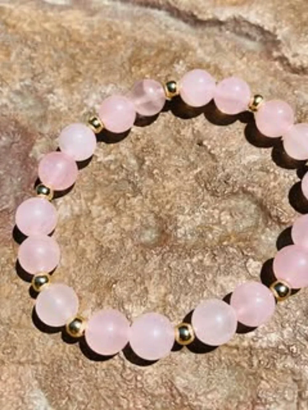 Rose Quartz 18K Gold Hollow Spacer